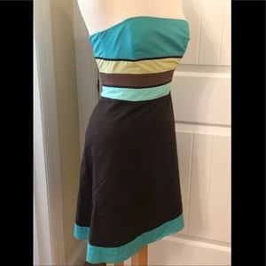 Ann Taylor Color Block Strapless Dress 2 P